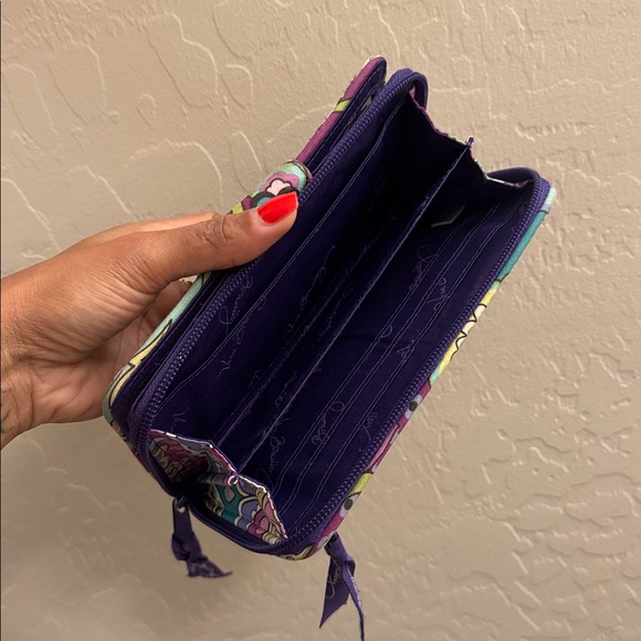 Vera Bradley Quilted Zip-Around Wallet | Purple Floral - Picture 5 of 14
